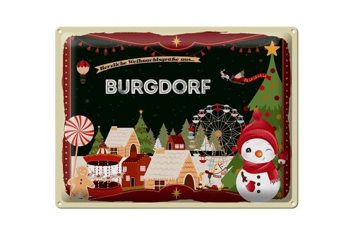 Blechschild Weihnachten Grüße BURGDORF Geschenk 40x30cm