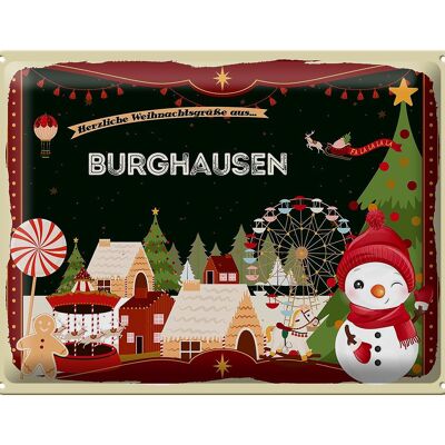 Targa in metallo auguri di Natale regalo BURGHAUSEN 40x30 cm