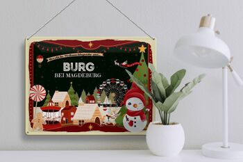 Plaque en tôle Salutations de Noël de BURG près de MAGDEBOURG cadeau 40x30cm 3