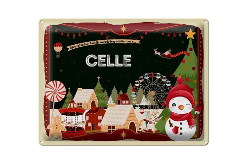 Blechschild Weihnachten Grüße CELLE Geschenk Fest 40x30cm