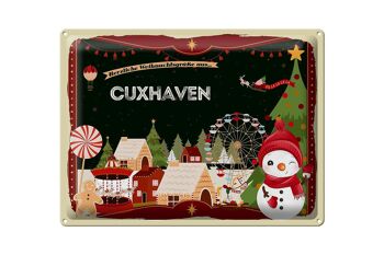 Plaque en tôle Salutations de Noël CUXHAVEN cadeau 40x30cm 1
