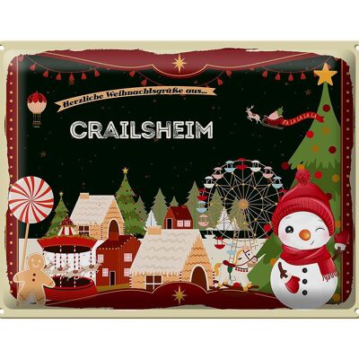 Cartel de chapa Saludos navideños CRAILSHEIM regalo 40x30cm