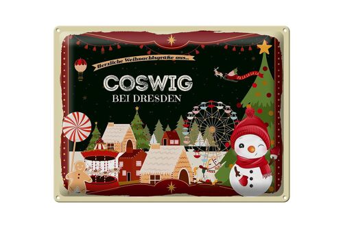 Blechschild Weihnachten Grüße aus COSWIG bei DRESDEN Geschenk 40x30cm