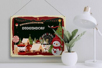 Plaque en tôle Salutations de Noël DEGGENDORF Cadeau fête 40x30cm 3