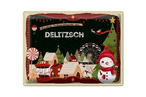 Blechschild Weihnachten Grüße DELITZSCH Geschenk 40x30cm