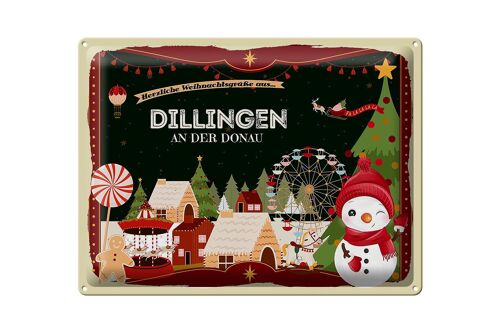 Blechschild Weihnachten Grüße DILLINGEN AN DER DONAU Geschenk 40x30cm