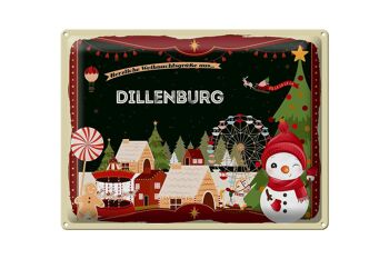 Plaque en tôle Salutations de Noël DILLENBURG cadeau 40x30cm 1
