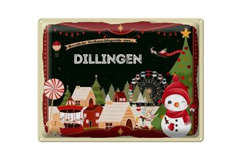 Plaque en tôle Salutations de Noël DILLINGEN cadeau 40x30cm 1
