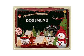 Plaque en tôle Salutations de Noël DORTMUND cadeau 40x30cm 1