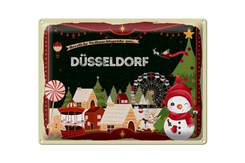 Plaque en tôle Salutations de Noël DÜSSELDORF cadeau 40x30cm 1