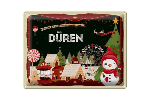 Blechschild Weihnachten Grüße aus DÜREN Geschenk 40x30cm