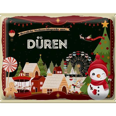 Plaque en tôle Salutations de Noël du cadeau DÜREN 40x30cm