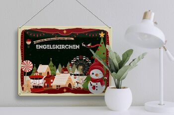 Plaque en étain Vœux de Noël ENGELSKIRCHEN cadeau 40x30cm 3