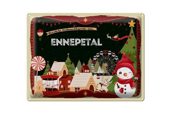Plaque en étain Vœux de Noël ENNEPETAL cadeau 40x30cm 1