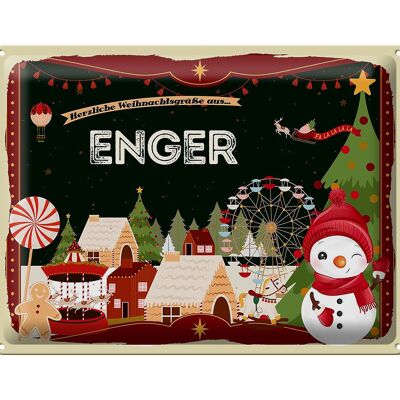 Blechschild Weihnachten Grüße aus ENGER Geschenk 40x30cm