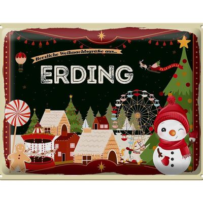 Cartel de chapa Saludos navideños ERDING regalo 40x30cm