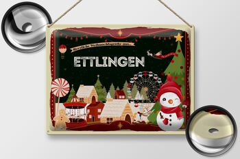 Plaque en tôle Salutations de Noël ETTLINGEN cadeau 40x30cm 2