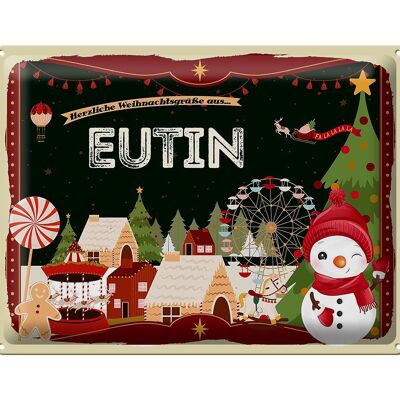 Cartel de chapa Saludos navideños de EUTIN regalo 40x30cm