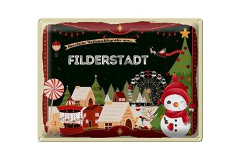 Plaque en tôle Salutations de Noël FILDERSTADT cadeau 40x30cm 1