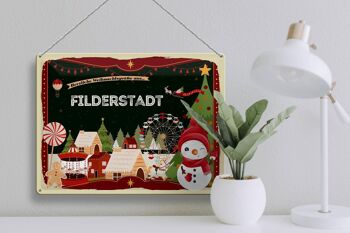 Plaque en tôle Salutations de Noël FILDERSTADT cadeau 40x30cm 3