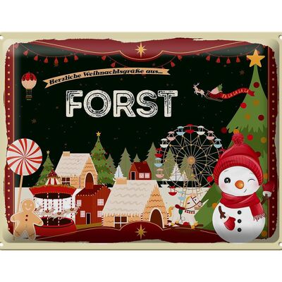 Blechschild Weihnachten Grüße aus FORST Geschenk 40x30cm