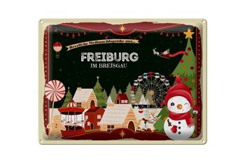 Plaque en tôle Salutations de Noël de FREIBURG IM BREISGAUN 40x30cm 1
