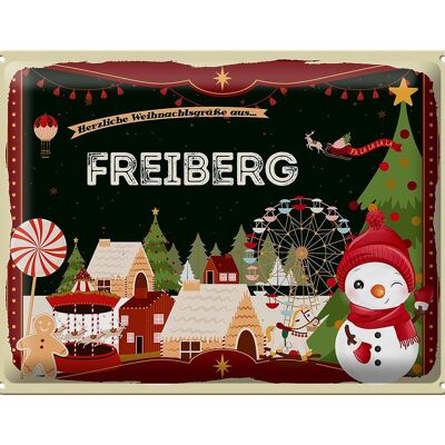 Blechschild Weihnachten Grüße FREIBERG Geschenk 40x30cm