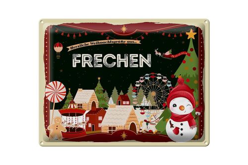 Blechschild Weihnachten Grüße aus FRECHEN Geschenk 40x30cm