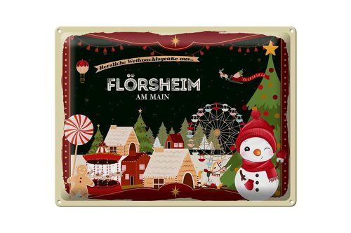 Blechschild Weihnachten Grüße FLÖRSHEIM AM MAIN Geschenk 40x30cm