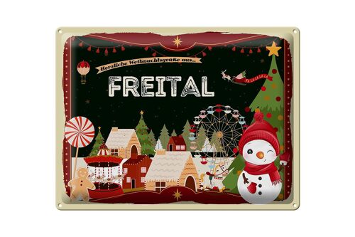 Blechschild Weihnachten Grüße aus FREITAL Geschenk 40x30cm
