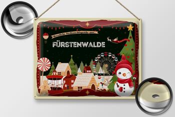 Panneau en étain Salutations de Noël Cadeau Fürstenwalde 40x30cm 2
