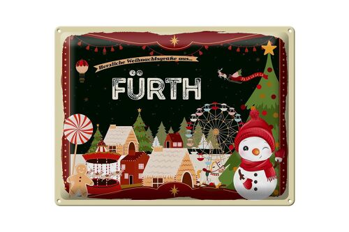 Blechschild Weihnachten Grüße aus FÜRTH Geschenk 40x30cm