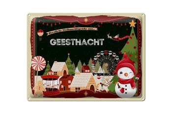 Plaque en tôle Salutations de Noël GEESTHACHT cadeau 40x30cm 1