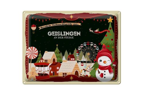 Blechschild Weihnachten Grüße GEISLINGEN AN DER STEIGE Geschenk 40x30cm