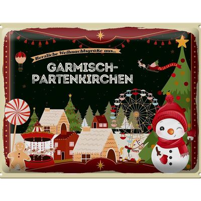 Blechschild Weihnachten Grüße GARMISCH-PARTENKIRCHEN Geschenk 40x30cm