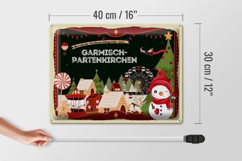 Plaque en tôle Vœux de Noël GARMISCH-PARTENKIRCHEN cadeau 40x30cm 4