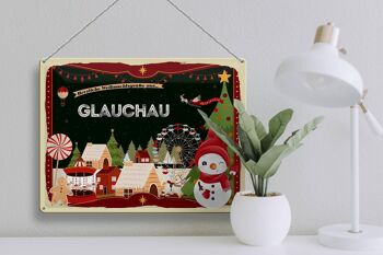 Plaque en tôle Vœux de Noël GLAUCHAU cadeau 40x30cm 3