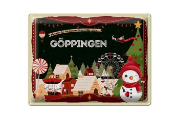 Plaque en tôle Salutations de Noël GÖPPINGEN cadeau 40x30cm 1