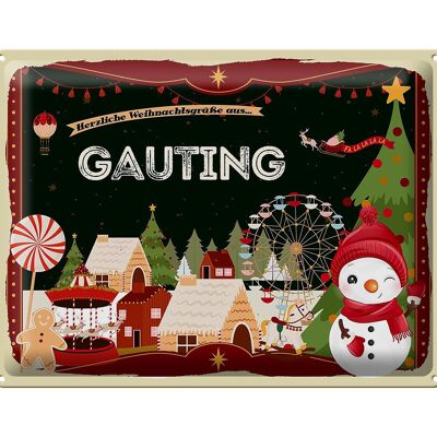 Tin sign Christmas greetings from GAUTING gift 40x30cm