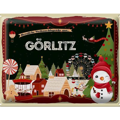 Cartel de chapa Saludos navideños de GÖRLITZ regalo 40x30cm