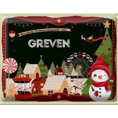 Blechschild Weihnachten Grüße aus GREVEN Geschenk 40x30cm