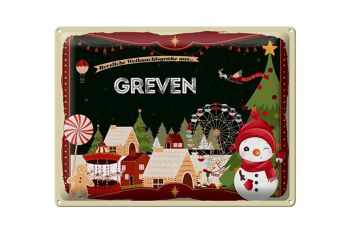 Plaque en tôle Salutations de Noël du cadeau GREVEN 40x30cm 1