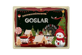 Plaque en étain "Vœux de Noël de GOSLAR" cadeau 40x30cm 1