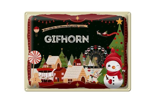 Blechschild Weihnachten Grüße aus GIFHORN Geschenk 40x30cm