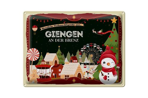 Blechschild Weihnachten Grüße GIENGEN AN DER BRENZ Geschenk 40x30cm