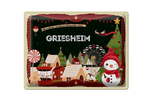 Blechschild Weihnachten Grüße GRIESHEIM Geschenk 40x30cm