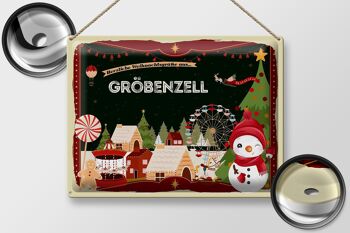 Plaque en tôle Vœux de Noël GRÖBENZELL cadeau 40x30cm 2