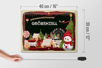 Plaque en tôle Vœux de Noël GRÖBENZELL cadeau 40x30cm 4