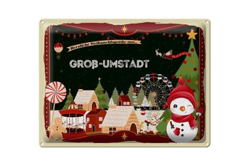 Plaque en tôle Vœux de Noël GROSS-UMSTADT cadeau 40x30cm 1