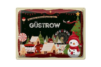 Plaque en tôle Salutations de Noël du cadeau GÜSTROW 40x30cm 1